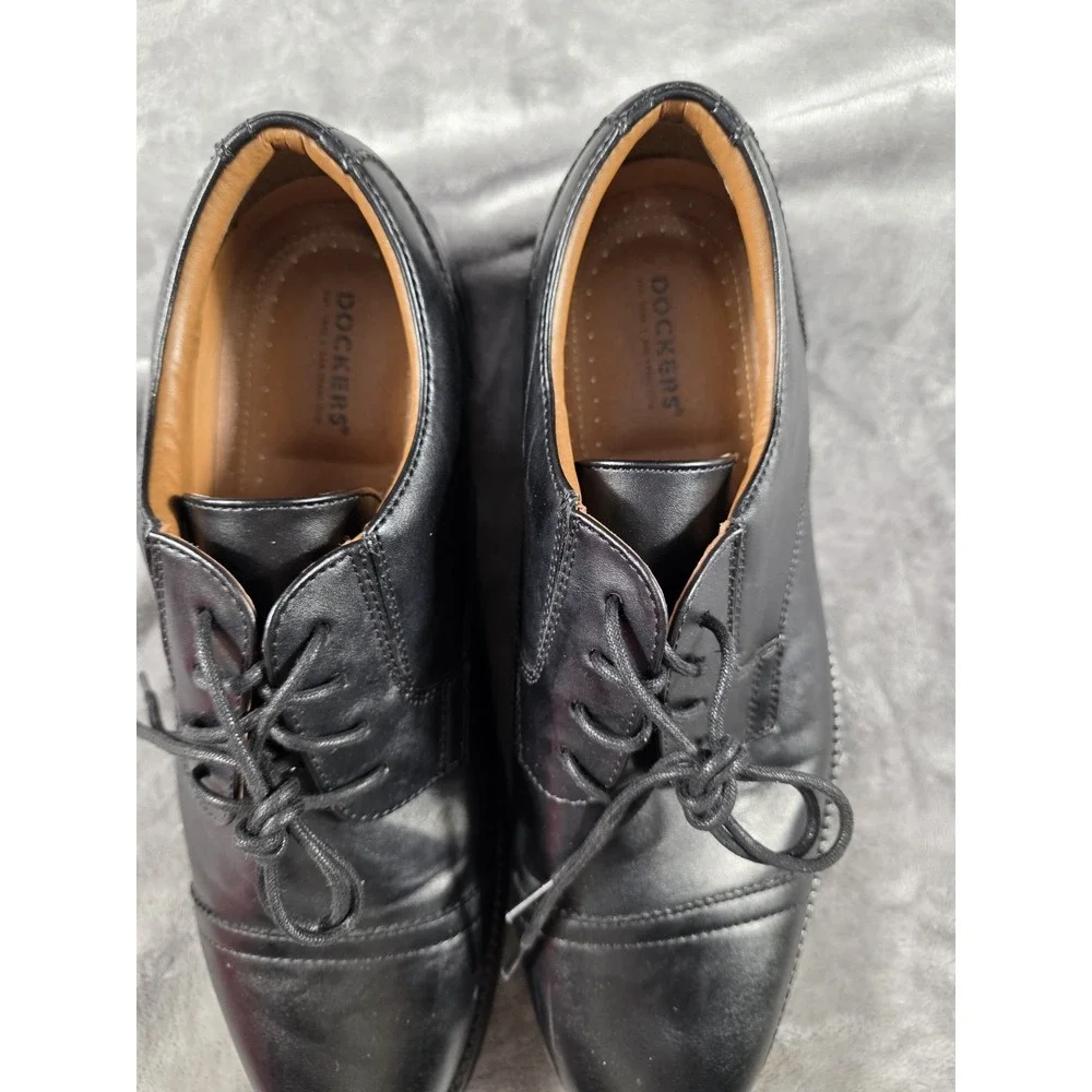Dockers Gordon Black Faux Leather Cap‎ Toe Oxford Dress Shoes Men's 9 Wide